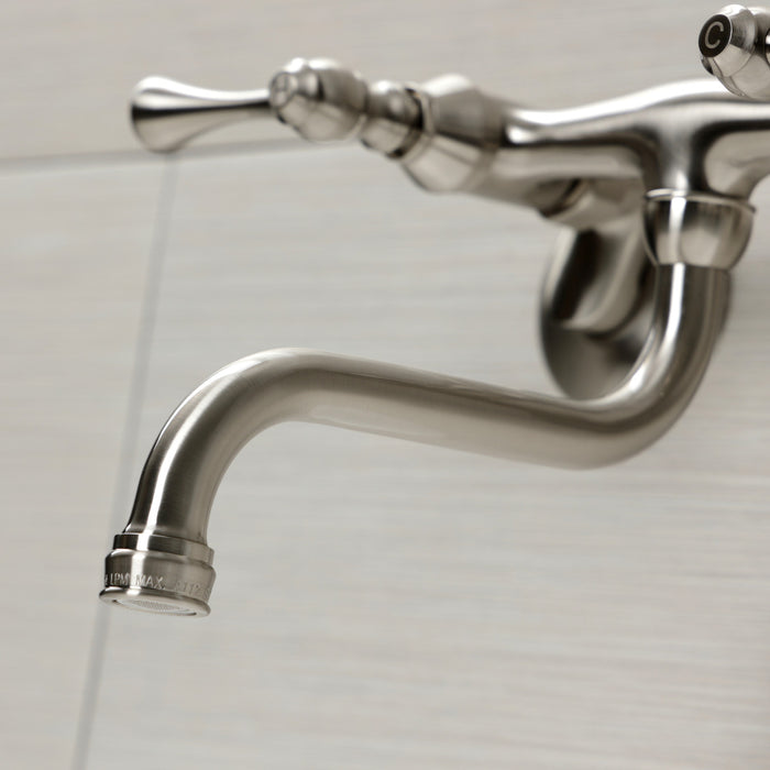 Kingston Brass KS315SN Kingston Double-Handle Wall Mount Bathroom Faucet, Brushed Nickel