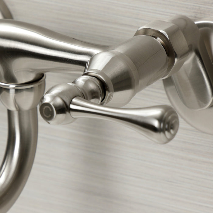 Kingston Brass KS315SN Kingston Double-Handle Wall Mount Bathroom Faucet, Brushed Nickel