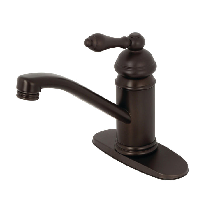 Kingston Brass KS3405AL Vintage One-Handle Single-Hole Bathroom Faucet with Deck Plate and Push Pop-Up Drain, Oil Rubbed Bronze