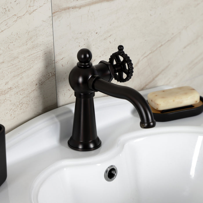 Kingston Brass KS3545CG Fuller One-Handle Single-Hole Bathroom Faucet with Push Pop-Up Drain, Oil Rubbed Bronze