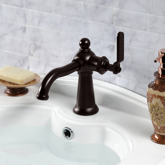 Kingston Brass KS3545KL Knight One-Handle Single-Hole Bathroom Faucet with Push Pop-Up Drain, Oil Rubbed Bronze