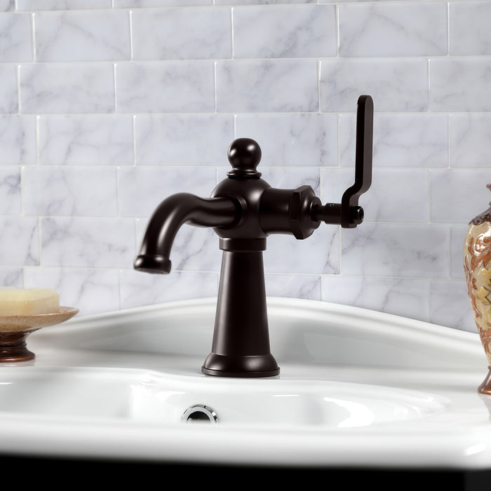 Kingston Brass KS3545KL Knight One-Handle Single-Hole Bathroom Faucet with Push Pop-Up Drain, Oil Rubbed Bronze