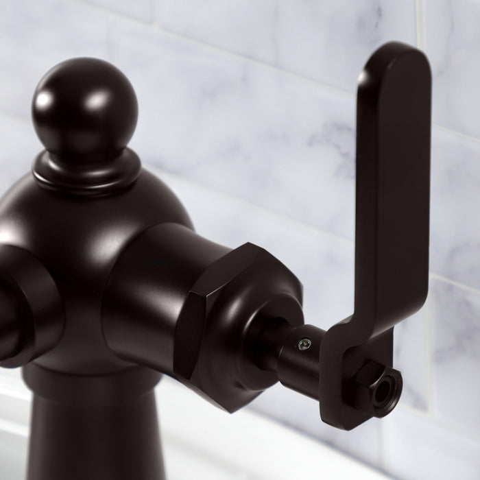 Kingston Brass KS3545KL Knight One-Handle Single-Hole Bathroom Faucet with Push Pop-Up Drain, Oil Rubbed Bronze