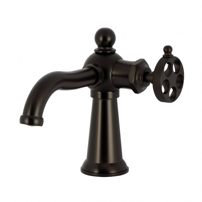 Kingston Brass KS3545RKZ Wendell Single-Handle Bathroom Faucet with Knurled Handle and Push Pop-Up Drain, Oil Rubbed Bronze