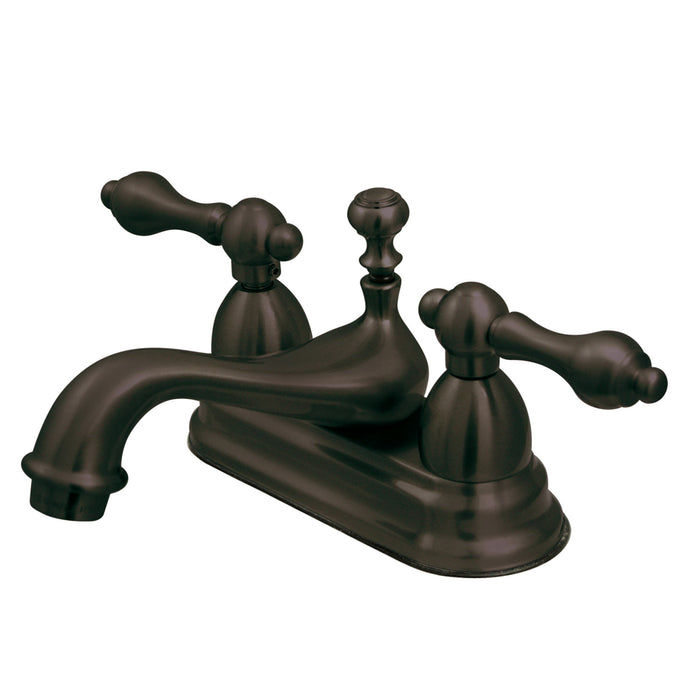 Kingston Brass KS3605AL Restoration Double-Handle 4" Centerset Bathroom Faucet with Brass Pop-Up, Oil Rubbed Bronze