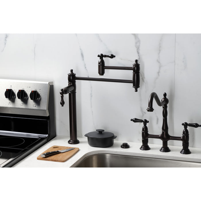 Kingston Brass KS3705AL Restoration Deck Mount Pot Filler Faucet, Oil Rubbed Bronze