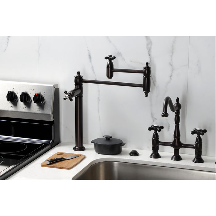 Kingston Brass KS3705AX Restoration Deck Mount Pot Filler Faucet, Oil Rubbed Bronze