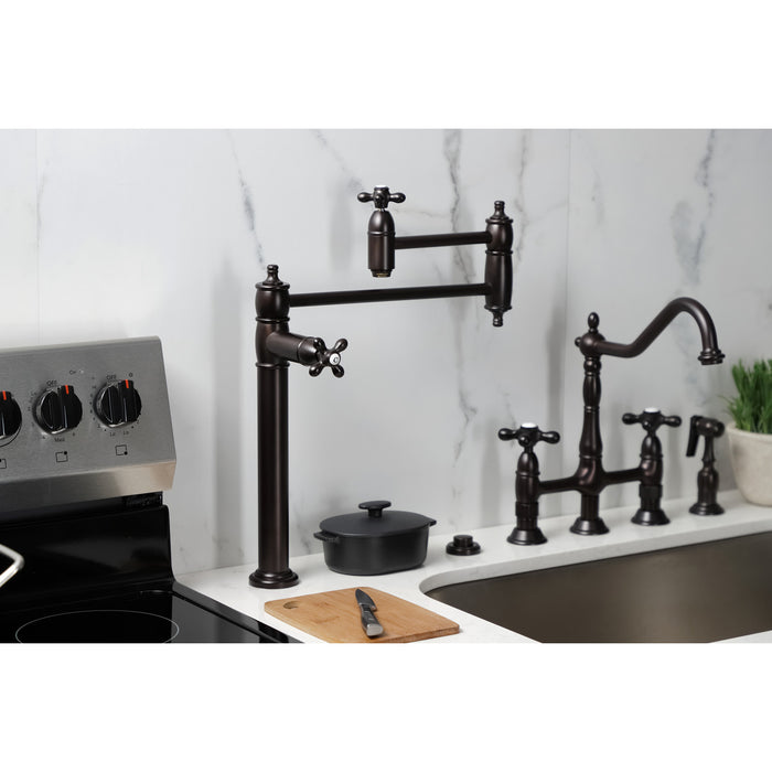 Kingston Brass KS3705AX Restoration Deck Mount Pot Filler Faucet, Oil Rubbed Bronze