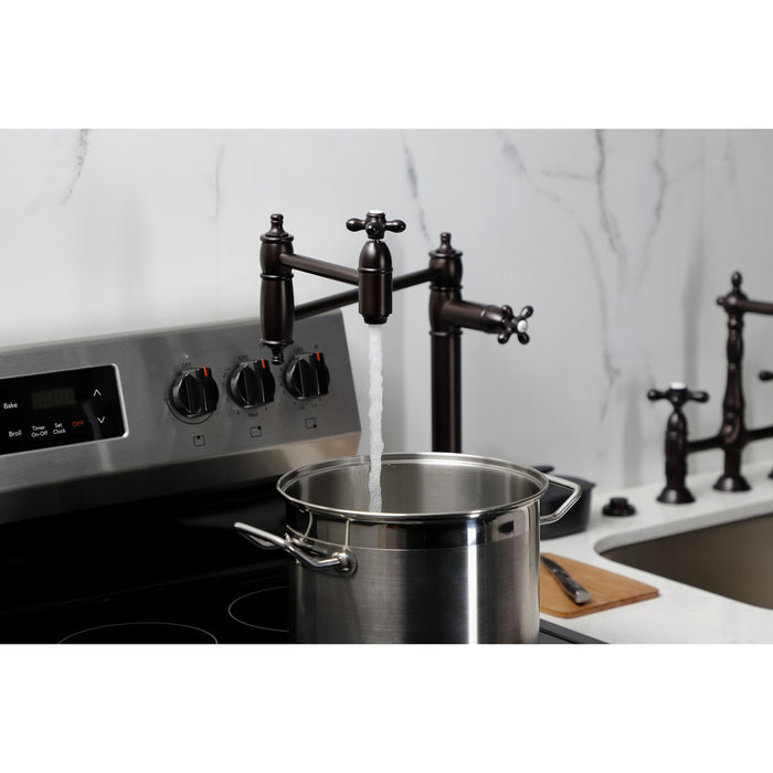 Kingston Brass KS3705AX Restoration Deck Mount Pot Filler Faucet, Oil Rubbed Bronze