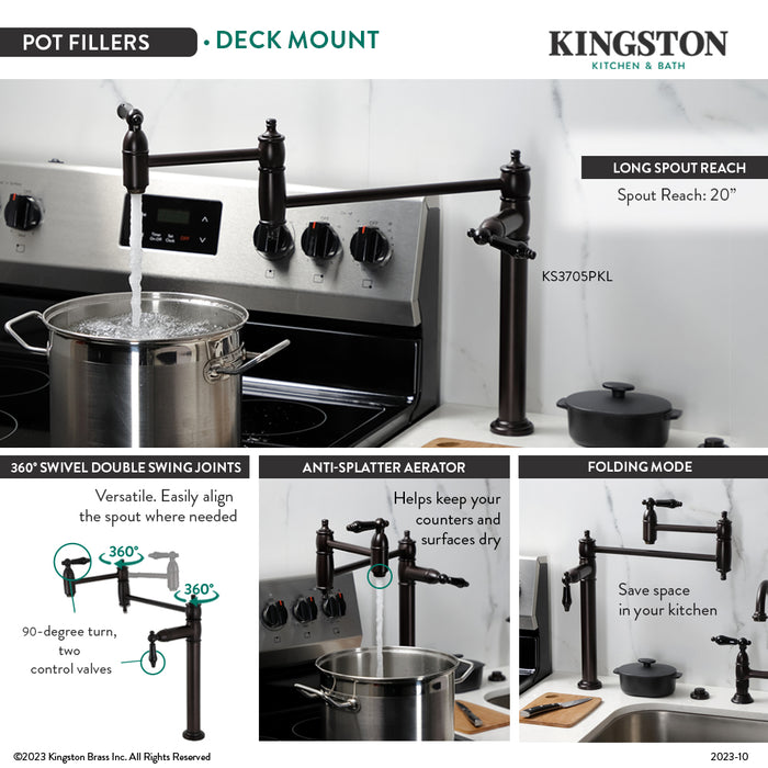 Kingston Brass KS3705PKL Duchess Deck Mount Pot Filler Faucet, Oil Rubbed Bronze