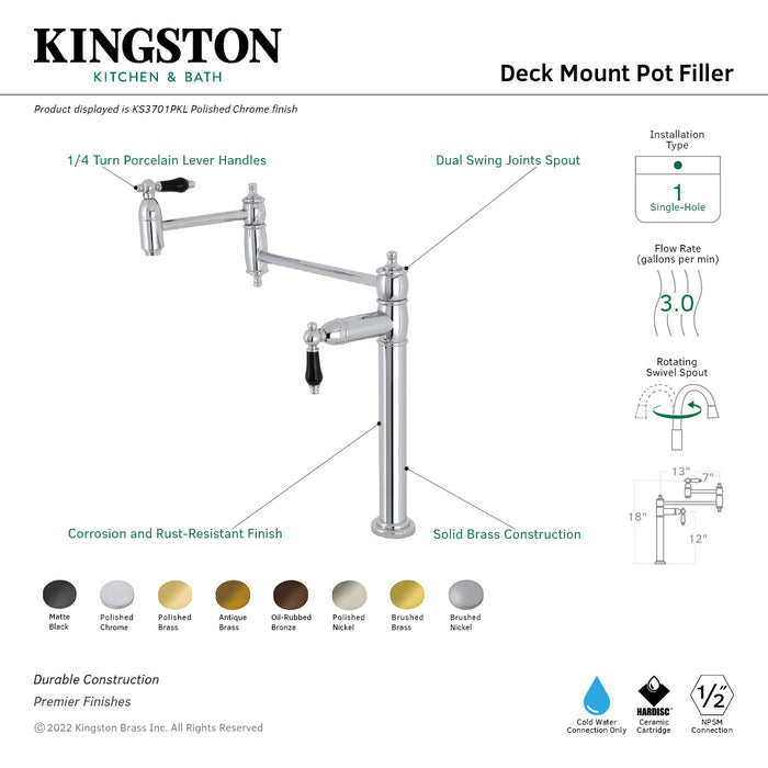 Kingston Brass KS3705PKL Duchess Deck Mount Pot Filler Faucet, Oil Rubbed Bronze