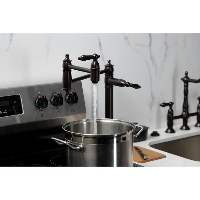 Kingston Brass KS3705PKL Duchess Deck Mount Pot Filler Faucet, Oil Rubbed Bronze