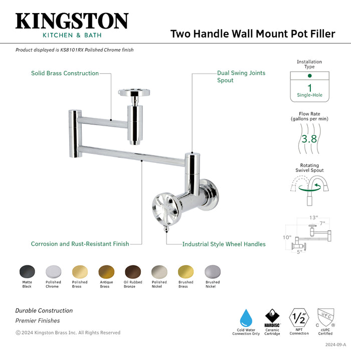 Kingston Brass KS3705RX Belknap Deck Mount Pot Filler Faucet, Oil Rubbed Bronze