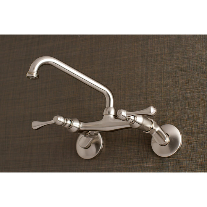 Kingston Brass KS373SN Kingston Double-Handle Wall Mount Laundry Faucet, Brushed Nickel