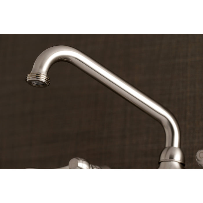 Kingston Brass KS373SN Kingston Double-Handle Wall Mount Laundry Faucet, Brushed Nickel