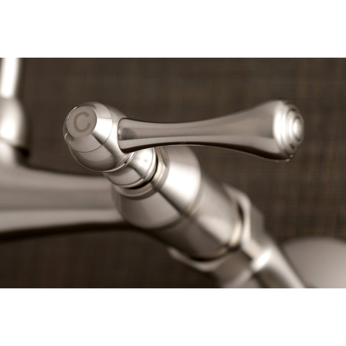 Kingston Brass KS373SN Kingston Double-Handle Wall Mount Laundry Faucet, Brushed Nickel