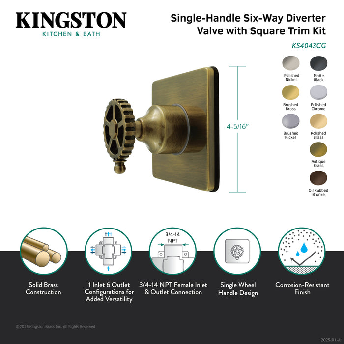 Kingston Brass KS4045CG Fuller Single-Handle Six-Way Diverter Valve with Square Trim Kit, Oil Rubbed Bronze