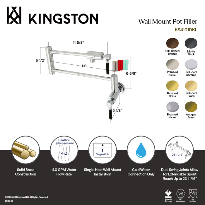 Kingston Brass KS4105DKL Kaiser Wall Mount Pot Filler Faucet, Oil Rubbed Bronze