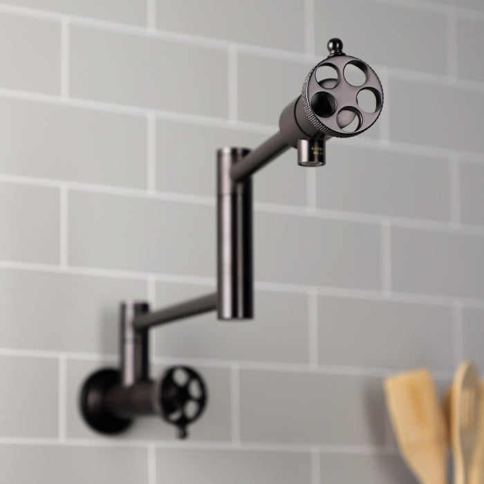 Kingston Brass KS4105RKX Webb Wall Mount Pot Filler Faucet with Knurled Handle, Oil Rubbed Bronze