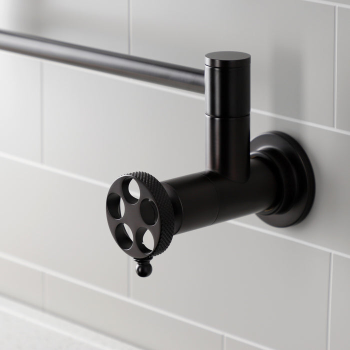 Kingston Brass KS4105RKX Webb Wall Mount Pot Filler Faucet with Knurled Handle, Oil Rubbed Bronze