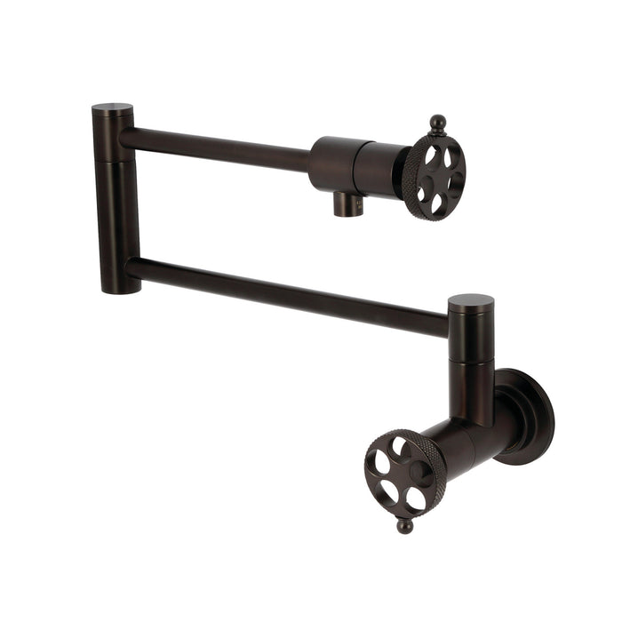 Kingston Brass KS4105RKX Webb Wall Mount Pot Filler Faucet with Knurled Handle, Oil Rubbed Bronze