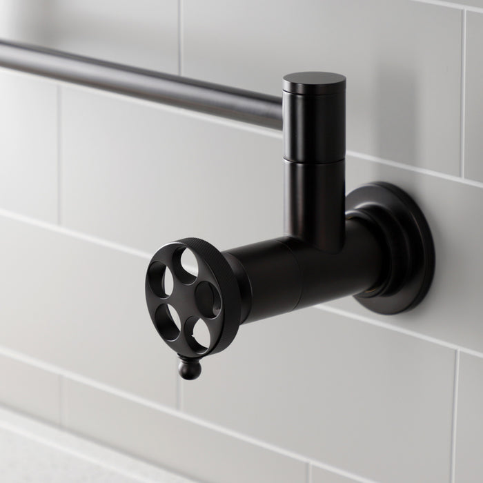 Kingston Brass KS4105RKZ Wendell Wall Mount Pot Filler Faucet with Knurled Handle, Oil Rubbed Bronze