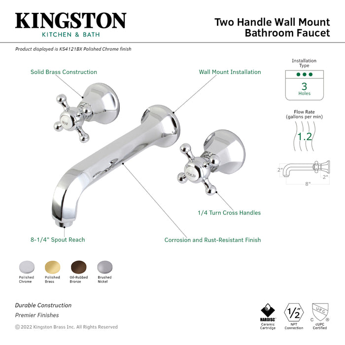 Kingston Brass KS4125BX Metropolitan Double-Handle Wall Mount Bathroom Faucet, Oil Rubbed Bronze