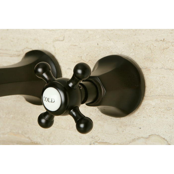 Kingston Brass KS4125BX Metropolitan Double-Handle Wall Mount Bathroom Faucet, Oil Rubbed Bronze