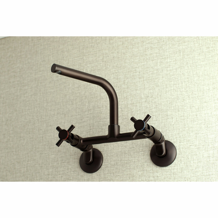 Kingston Brass KS412ORB Concord Double-Handle Wall-Mount Bridge Kitchen Faucet, Oil Rubbed Bronze
