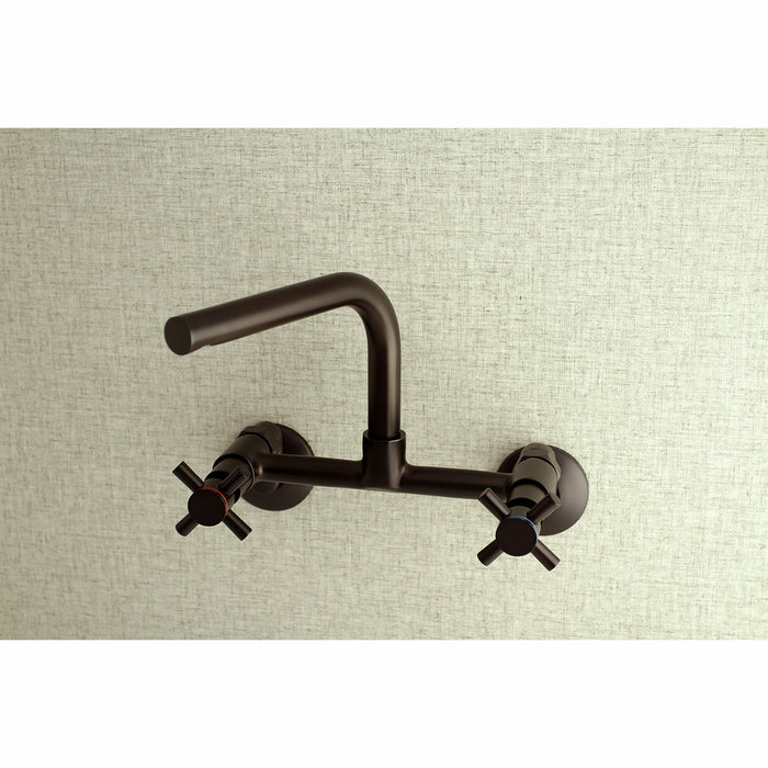 Kingston Brass KS412ORB Concord Double-Handle Wall-Mount Bridge Kitchen Faucet, Oil Rubbed Bronze