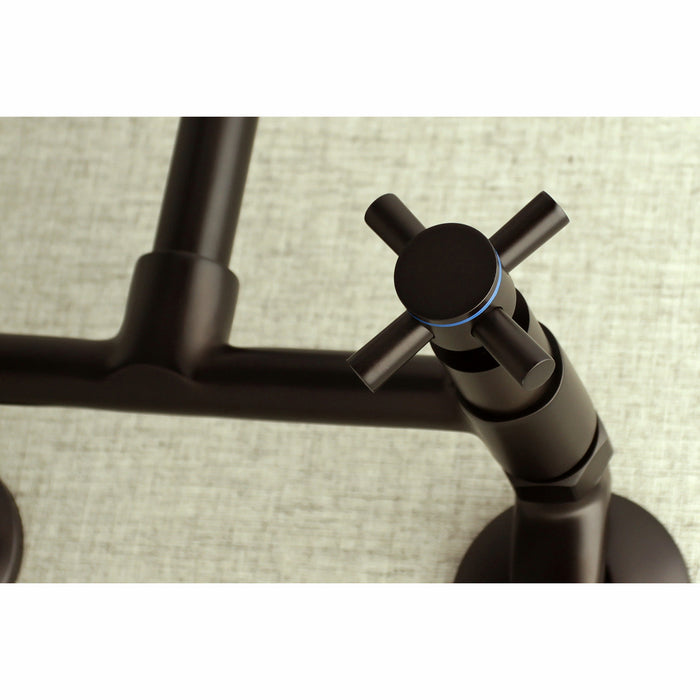 Kingston Brass KS412ORB Concord Double-Handle Wall-Mount Bridge Kitchen Faucet, Oil Rubbed Bronze