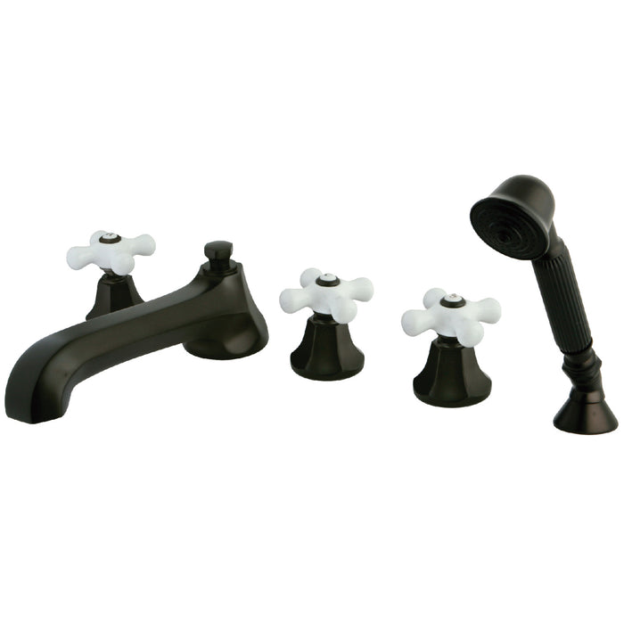 Kingston Brass KS43055PX Metropolitan 5-Piece Roman Tub Faucet with Hand Shower, Oil Rubbed Bronze