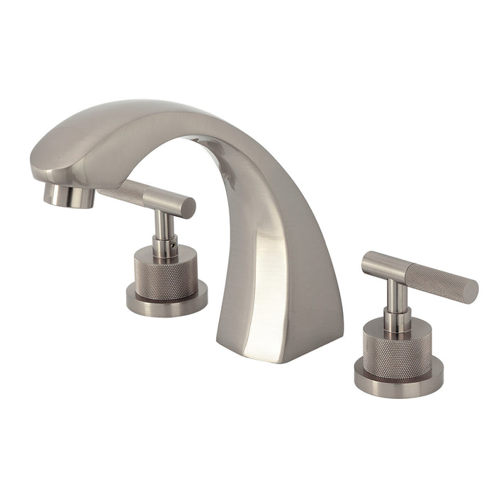 Kingston Brass KS4368KNL Convergent Two-Handle Deck Mount Roman Tub Faucet with Knurled Handle, Brushed Nickel