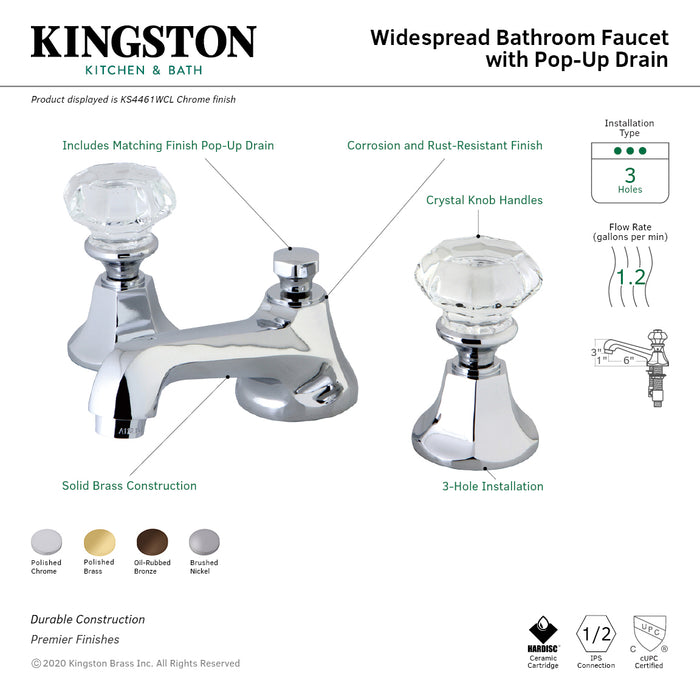 Kingston Brass KS4465WCL Celebrity Widespread Bathroom Faucet with Brass Pop-Up Drain, Oil Rubbed Bronze