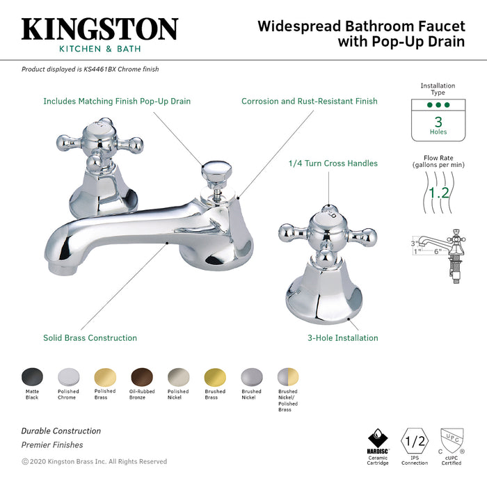 Kingston Brass KS4469BX 8 in. Widespread Bathroom Faucet, Brushed Nickel/Polished Brass