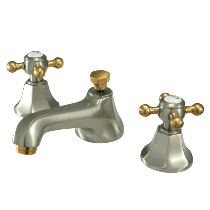 Kingston Brass KS4469BX Metropolitan Widespread Bathroom Faucet with Brass Pop-Up, Brushed Nickel/Polished Brass