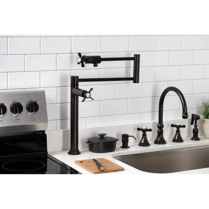 Kingston Brass KS4705BEX Essex Deck Mount Pot Filler Faucet, Oil Rubbed Bronze