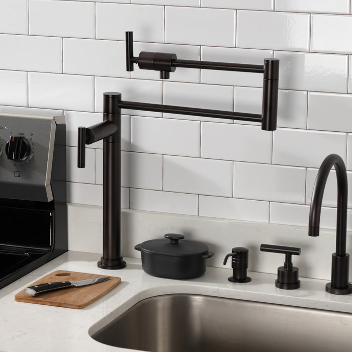 Kingston Brass KS4705CML Manhattan Deck Mount Pot Filler Faucet, Oil Rubbed Bronze
