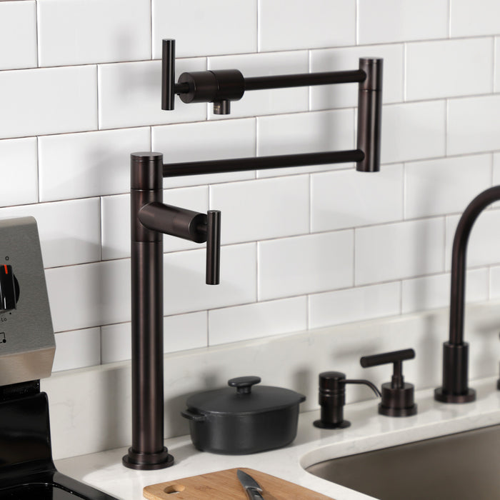 Kingston Brass KS4705CML Manhattan Deck Mount Pot Filler Faucet, Oil Rubbed Bronze