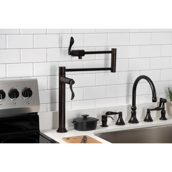 Kingston Brass KS4705DFL NuWave Deck Mount Pot Filler Faucet, Oil Rubbed Bronze
