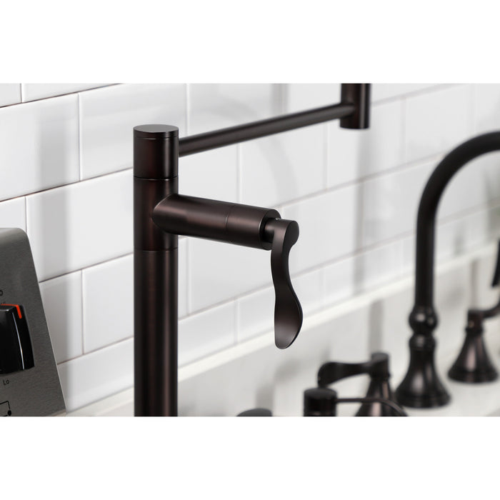 Kingston Brass KS4705DFL NuWave Deck Mount Pot Filler Faucet, Oil Rubbed Bronze