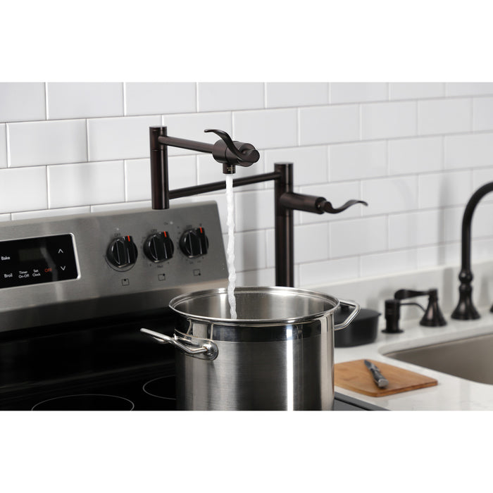 Kingston Brass KS4705DFL NuWave Deck Mount Pot Filler Faucet, Oil Rubbed Bronze