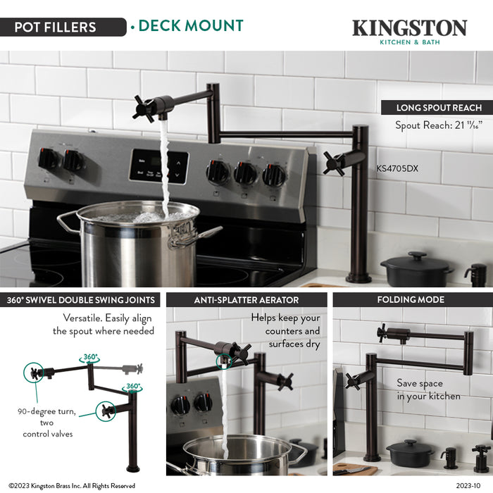 Kingston Brass KS4705DX Concord Deck Mount Pot Filler Faucet, Oil Rubbed Bronze