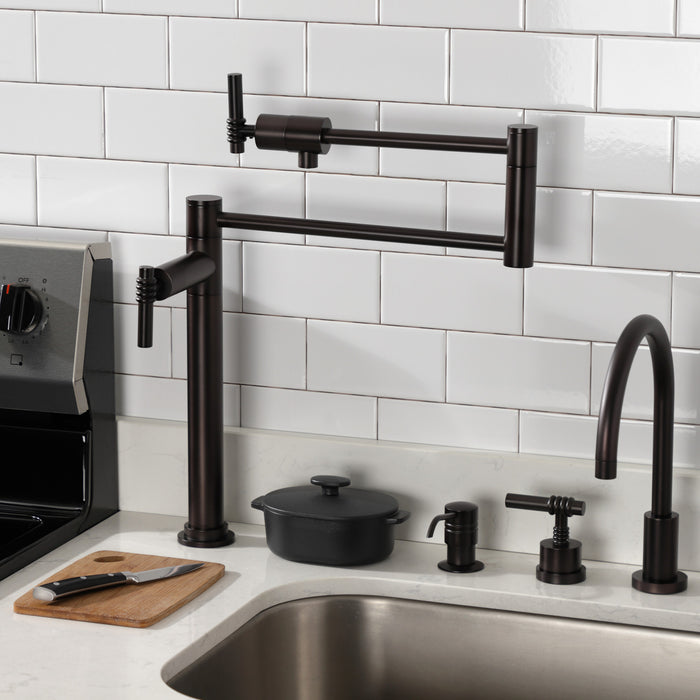 Kingston Brass KS4705ML Milano Deck Mount Pot Filler Faucet, Oil Rubbed Bronze