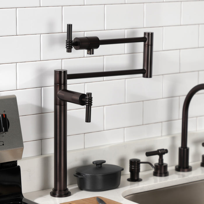 Kingston Brass KS4705ML Milano Deck Mount Pot Filler Faucet, Oil Rubbed Bronze