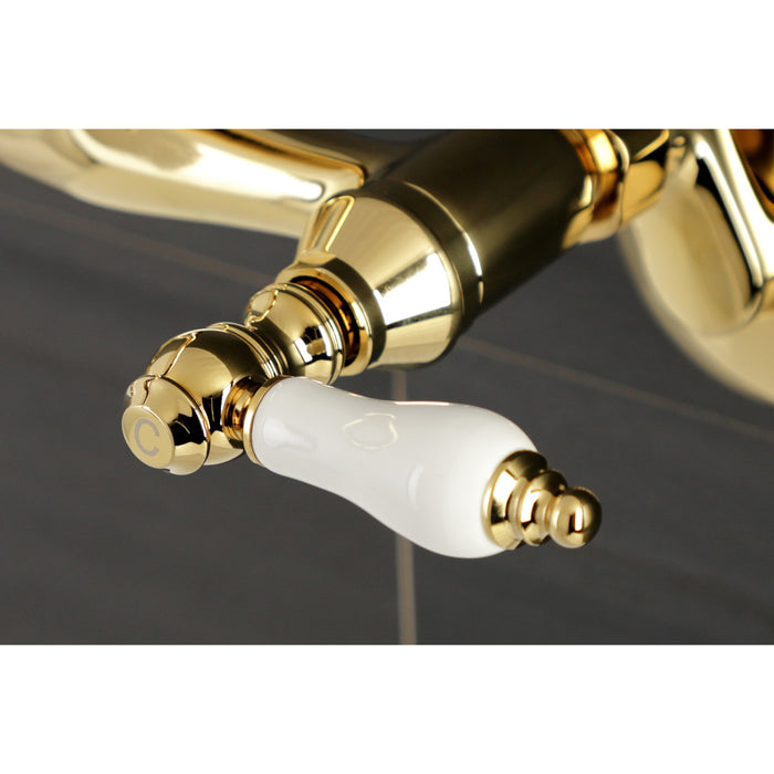 Kingston Brass KS512PB Kingston Double-Handle Wall Mount Bar Faucet, Polished Brass