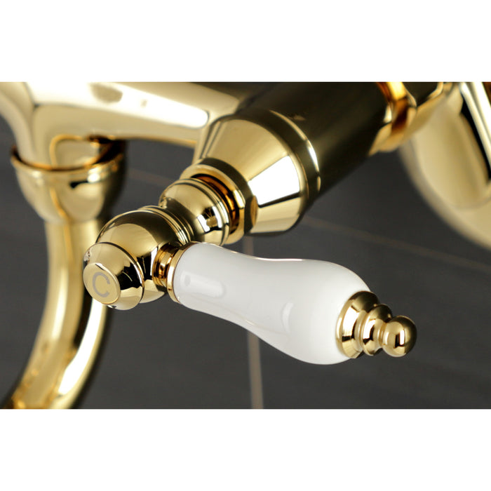 Kingston Brass KS515PB Kingston Double-Handle Wall Mount Bathroom Faucet, Polished Brass