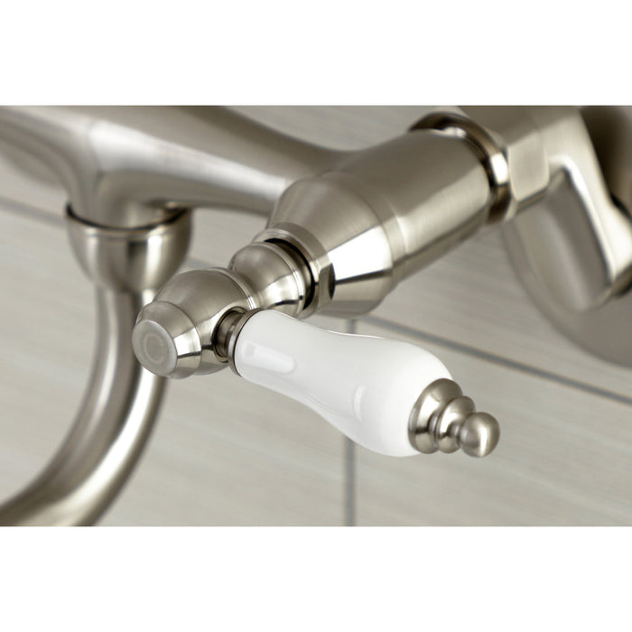 Kingston Brass KS515SN Kingston Double-Handle Wall Mount Bathroom Faucet, Brushed Nickel