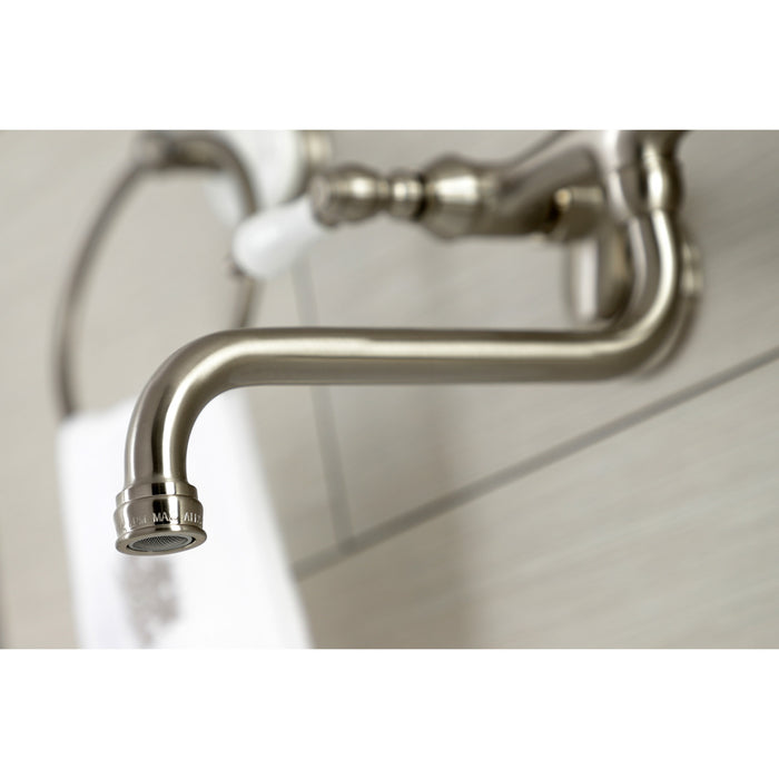 Kingston Brass KS515SN Kingston Double-Handle Wall Mount Bathroom Faucet, Brushed Nickel