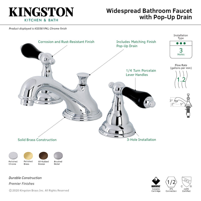 Kingston Brass KS5565PKL Duchess Widespread Bathroom Faucet with Brass Pop-Up Drain, Oil Rubbed Bronze